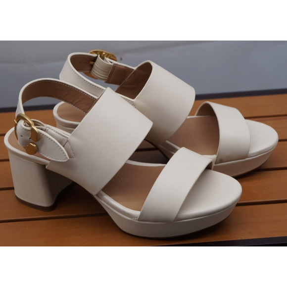 Aerosoles Women's US 7M Camera Platform Sandal Eggshell Leather - Picture 3 of 13